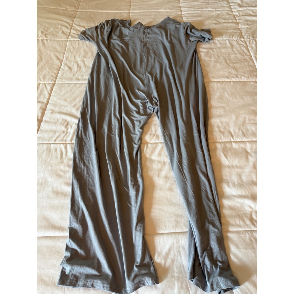 SCACTO Women Gray Short Sleeve Harem Jumpsuit Wide Leg V-Neck 2XL NEW